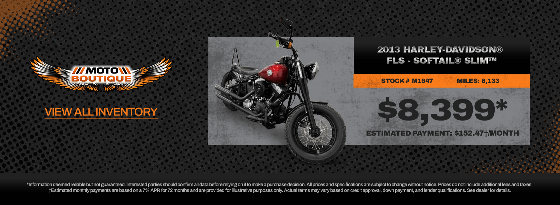 2013 Harley-Davidson FLS Softail Slim motorcycle listed at Moto Boutique.